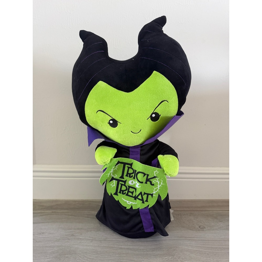 Disney Maleficent Plush Greeter Kids Large Black Green Trick or Treat Halloween